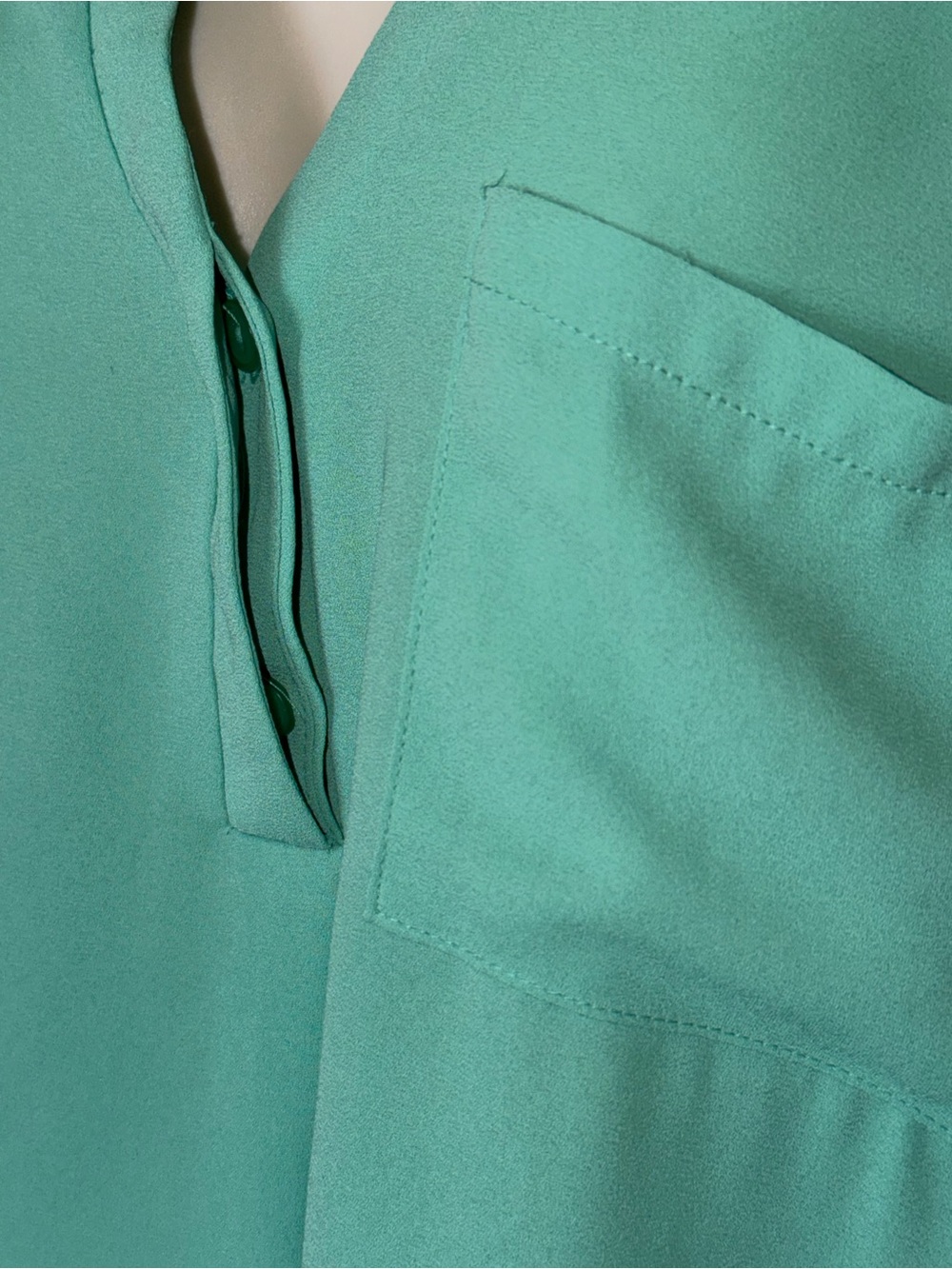 Women's Mint Green V-Neck Long Sleeve Blouse - Picture 8 of 16